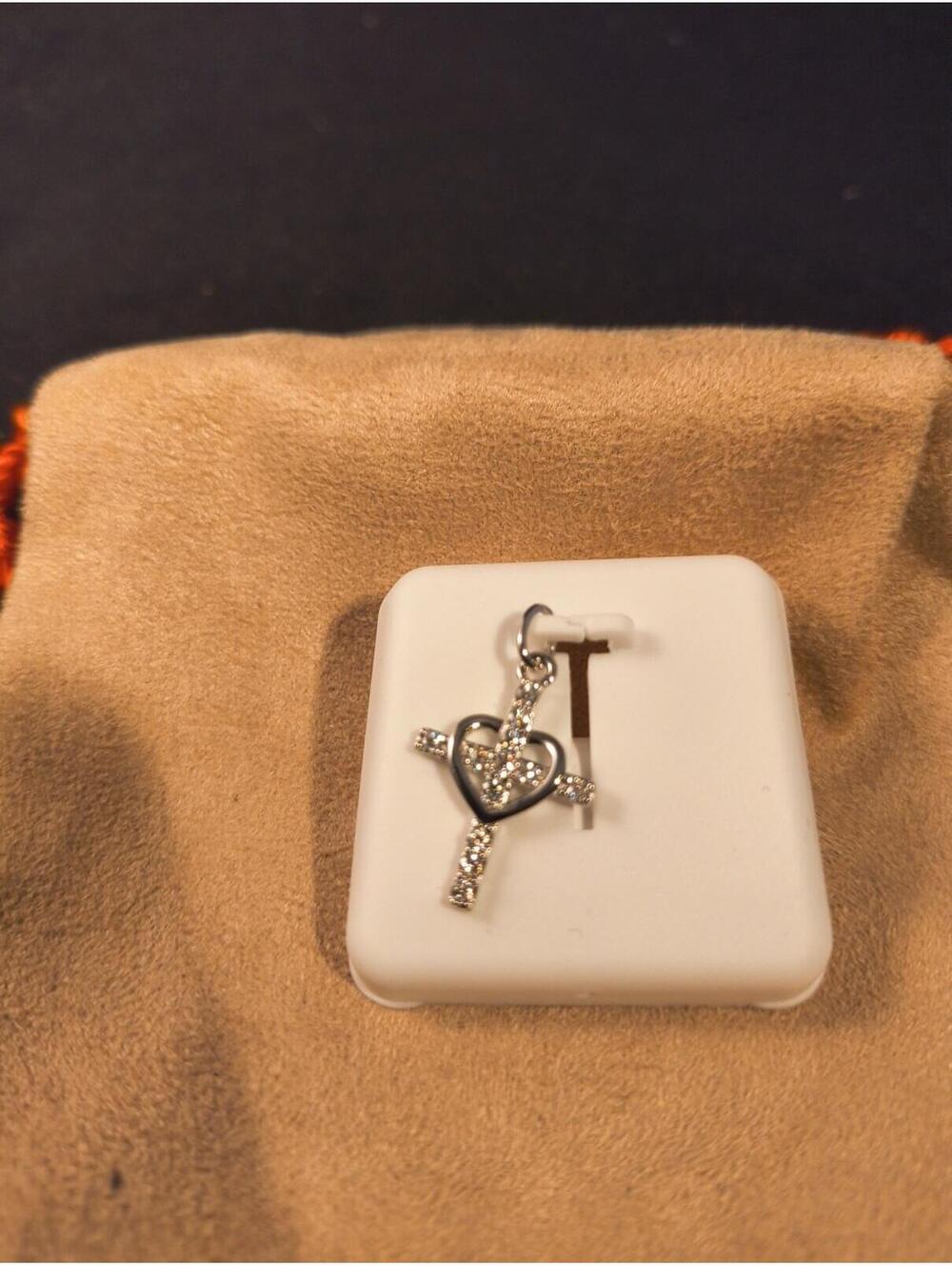 .925 Sterling Silver Moissenite Cross With Heart Pendant